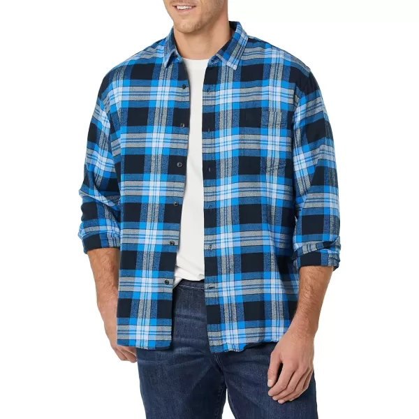 Amazon Essentials Mens LongSleeve Flannel Shirt Available in Big ampamp TallBlack Blue Grey Tartan Plaid