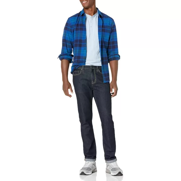 Amazon Essentials Mens LongSleeve Flannel Shirt Available in Big ampamp TallBlack Blue Plaid