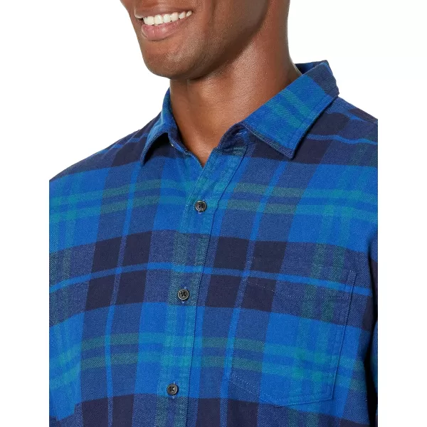 Amazon Essentials Mens LongSleeve Flannel Shirt Available in Big ampamp TallBlack Blue Plaid