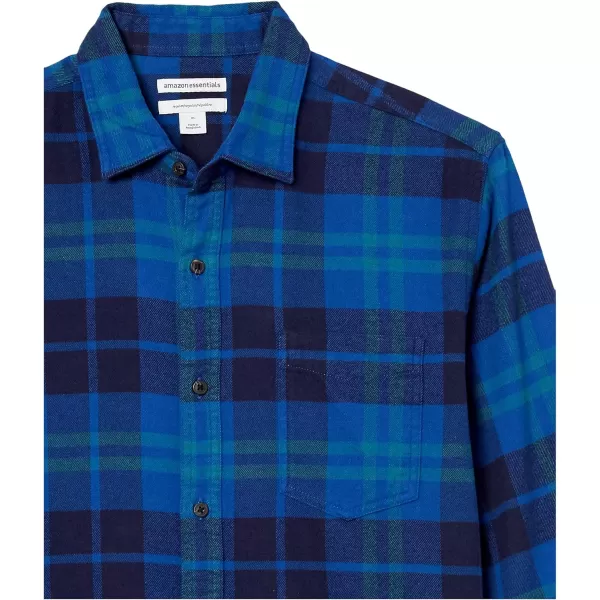 Amazon Essentials Mens LongSleeve Flannel Shirt Available in Big ampamp TallBlack Blue Plaid