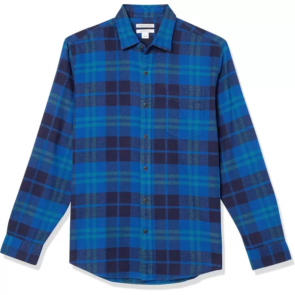 Amazon Essentials Mens LongSleeve Flannel Shirt Available in Big ampamp TallBlack Blue Plaid