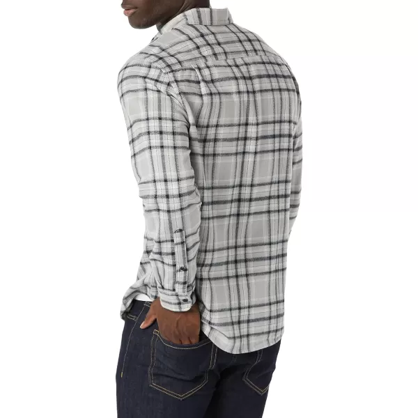 Amazon Essentials Mens LongSleeve Flannel Shirt Available in Big ampamp TallBlack Light Grey Plaid