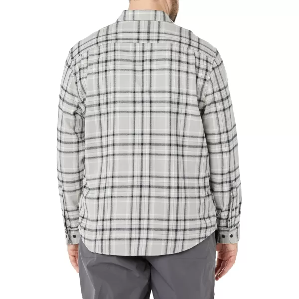 Amazon Essentials Mens LongSleeve Flannel Shirt Available in Big ampamp TallBlack Light Grey Plaid