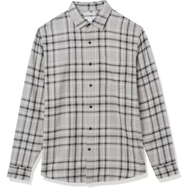 Amazon Essentials Mens LongSleeve Flannel Shirt Available in Big ampamp TallBlack Light Grey Plaid