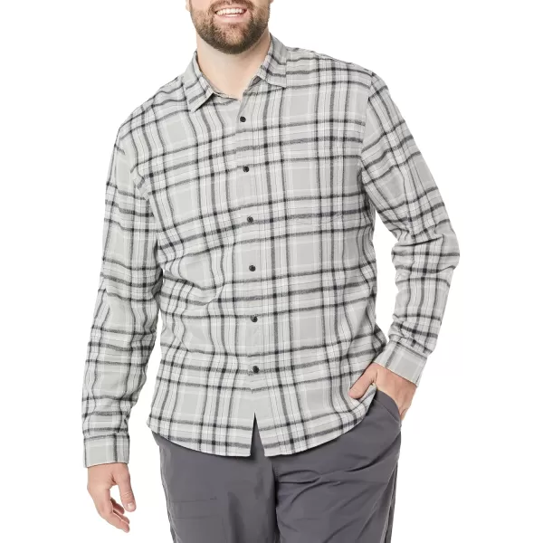 Amazon Essentials Mens LongSleeve Flannel Shirt Available in Big ampamp TallBlack Light Grey Plaid