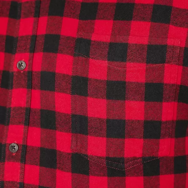 Amazon Essentials Mens LongSleeve Flannel Shirt Available in Big ampamp TallBlack Red Buffalo Plaid