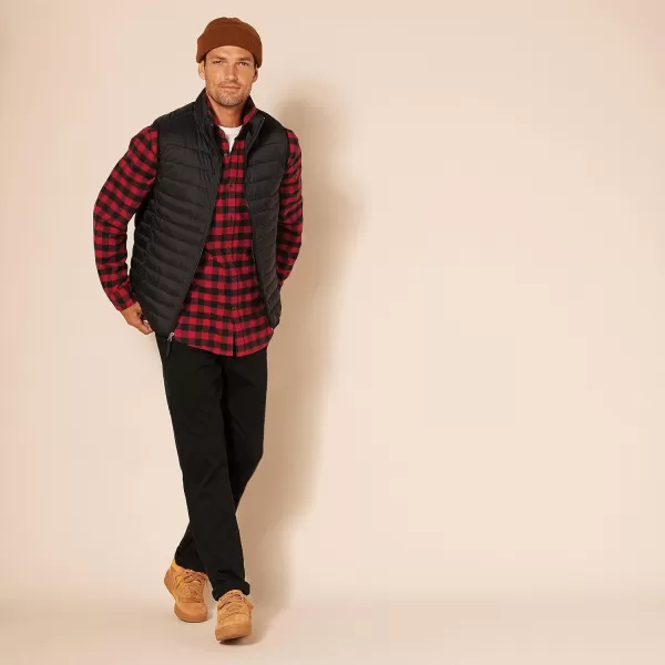 Amazon Essentials Mens LongSleeve Flannel Shirt Available in Big ampamp TallBlack Red Buffalo Plaid