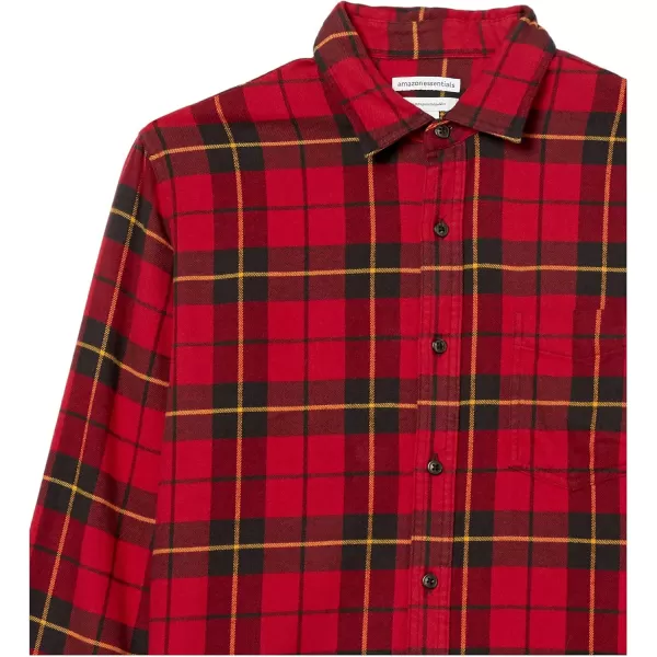 Amazon Essentials Mens LongSleeve Flannel Shirt Available in Big ampamp TallBlack Red Yellow Large Plaid