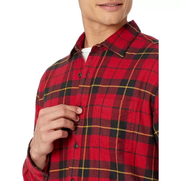 Amazon Essentials Mens LongSleeve Flannel Shirt Available in Big ampamp TallBlack Red Yellow Large Plaid