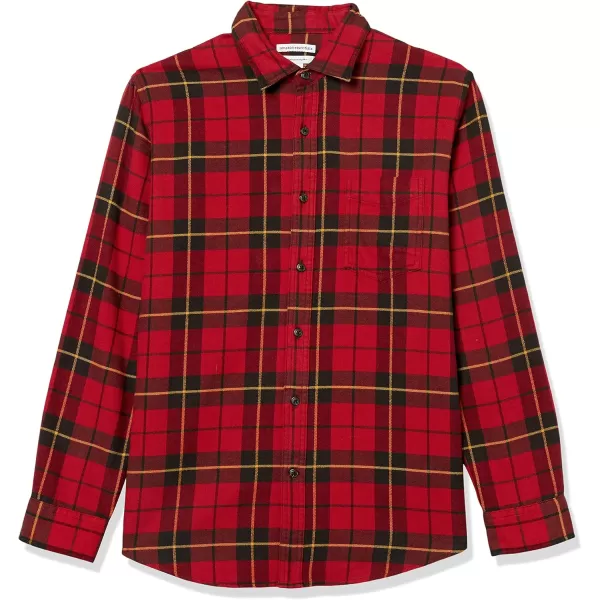 Amazon Essentials Mens LongSleeve Flannel Shirt Available in Big ampamp TallBlack Red Yellow Large Plaid