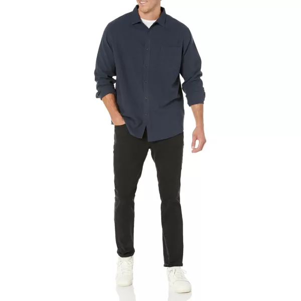 Amazon Essentials Mens LongSleeve Flannel Shirt Available in Big ampamp TallWashed Navy