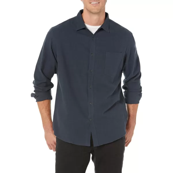 Amazon Essentials Mens LongSleeve Flannel Shirt Available in Big ampamp TallWashed Navy