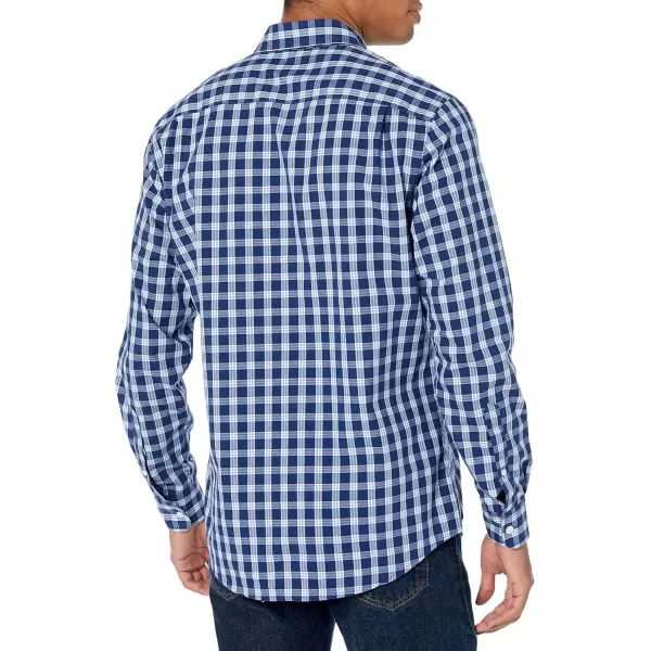 Amazon Essentials Mens SlimFit LongSleeve Poplin ShirtBlue Plaid