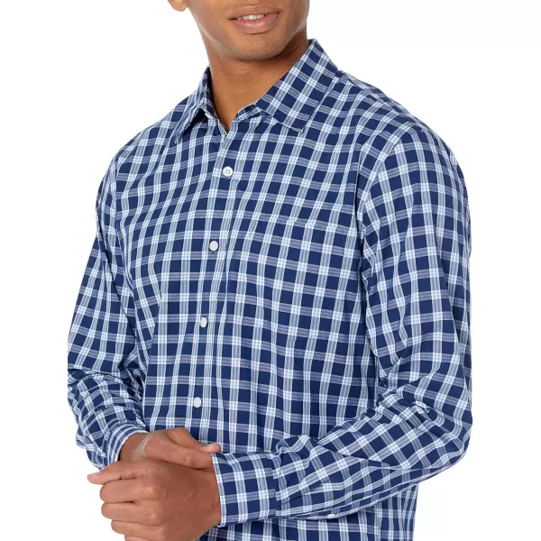 Amazon Essentials Mens SlimFit LongSleeve Poplin ShirtBlue Plaid