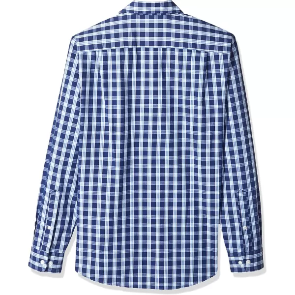 Amazon Essentials Mens SlimFit LongSleeve Poplin ShirtBlue Plaid