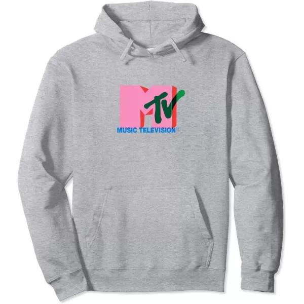 Amazon Essentials MTV Overlapping Colorful Shapes Logo Pullover HoodieHeather Grey