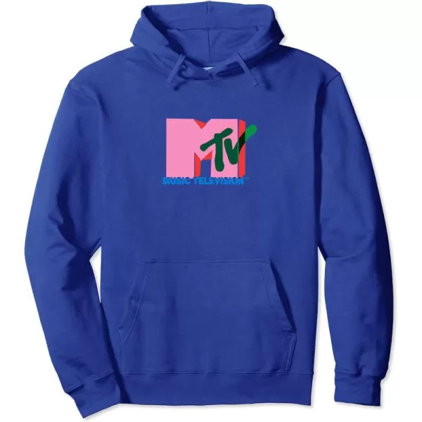 Amazon Essentials MTV Overlapping Colorful Shapes Logo Pullover HoodieRoyal Blue