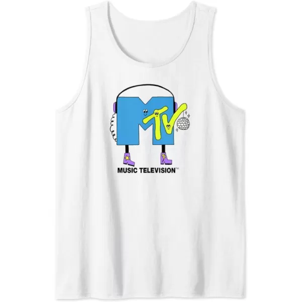 Amazon Essentials MTV Smiling Dance Party Logo Tank TopWhite