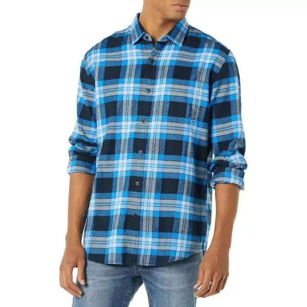 Amazon Essentials Mens LongSleeve Flannel Shirt Available in Big ampamp TallBlack Blue Grey Tartan Plaid