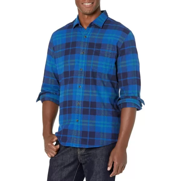 Amazon Essentials Mens LongSleeve Flannel Shirt Available in Big ampamp TallBlack Blue Plaid