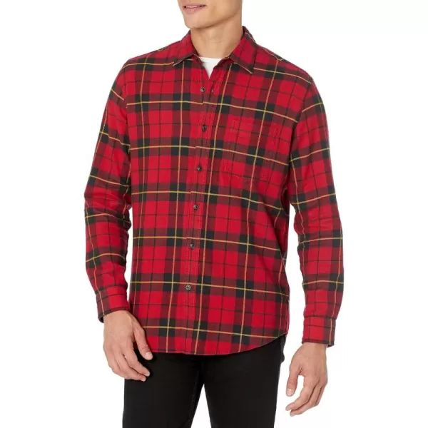 Amazon Essentials Mens LongSleeve Flannel Shirt Available in Big ampamp TallBlack Red Yellow Large Plaid