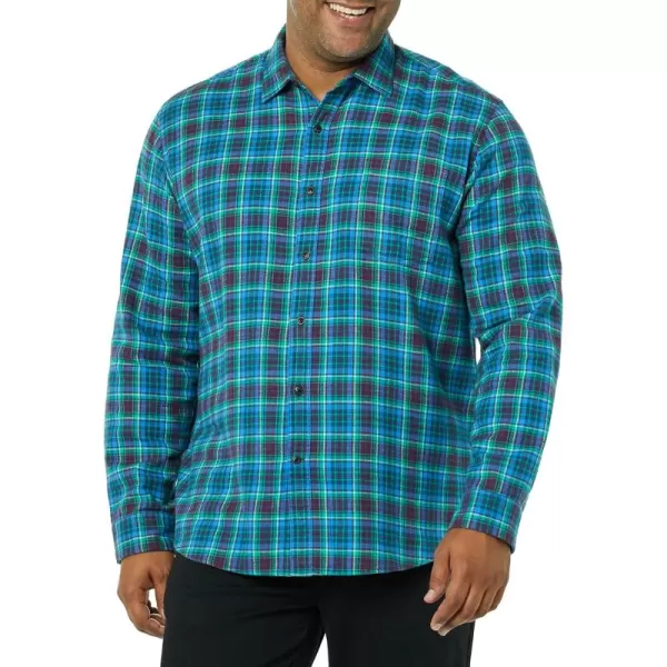 Amazon Essentials Mens LongSleeve Flannel Shirt Available in Big ampamp TallBlue Burgundy Green Plaid