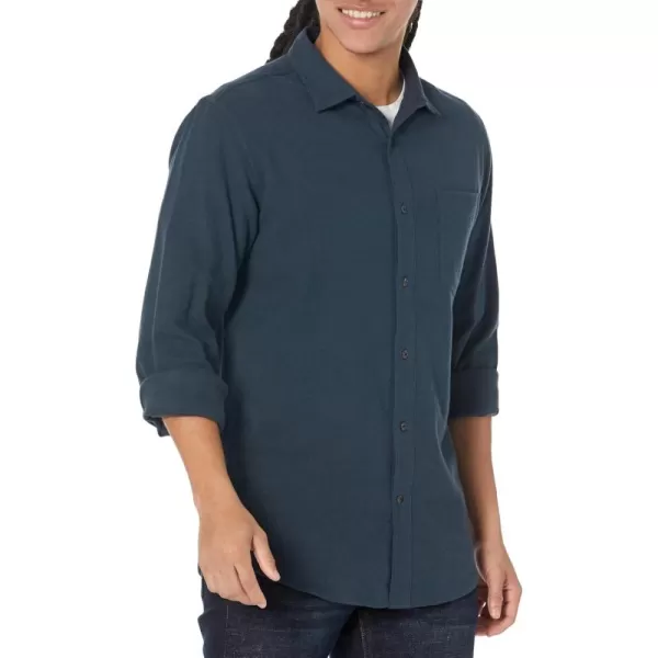 Amazon Essentials Mens LongSleeve Flannel Shirt Available in Big ampamp TallWashed Navy