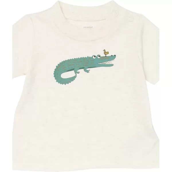 Amazon Essentials Baby Boys ShortSleeve Tee Pack of 5Beige CrocodileGreen TigerOliveYellowStripe