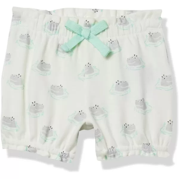 Amazon Essentials Baby Girls Bloomer Shorts Multipacks4 Grey HeatherIvory HipposLime Green DotsPale Aqua Blue