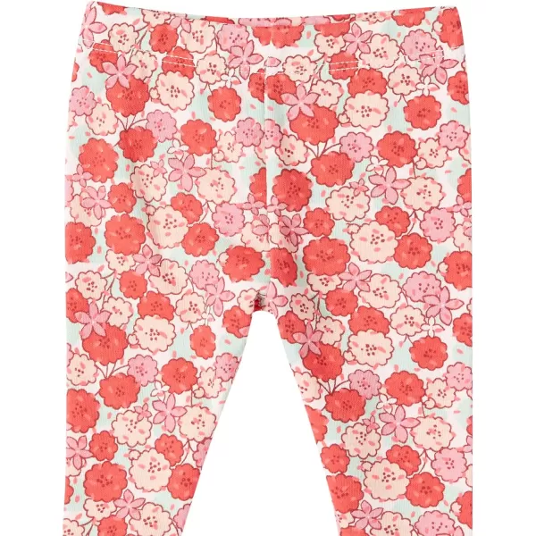 Amazon Essentials Baby Girls Leggings Pack of 55 Light PinkMint Green BerryPinkFloralStripe