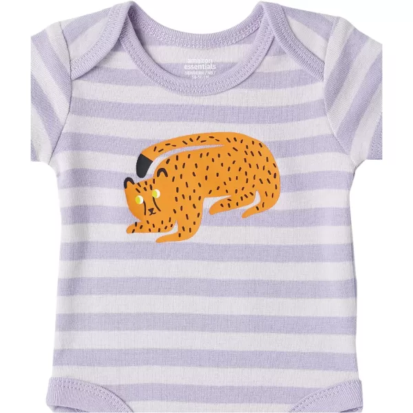 Amazon Essentials Baby Girls ShortSleeve Bodysuits Pack of 6Lilac Cat
