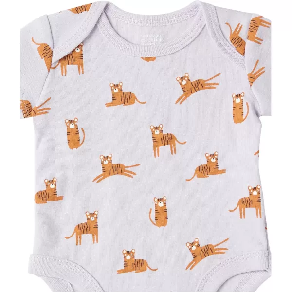 Amazon Essentials Baby Girls ShortSleeve Bodysuits Pack of 6Lilac Cat