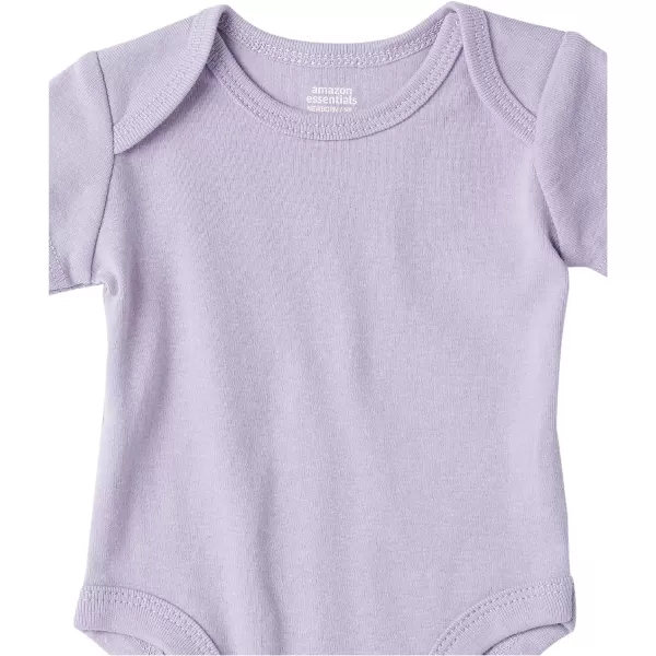 Amazon Essentials Baby Girls ShortSleeve Bodysuits Pack of 6Lilac Cat