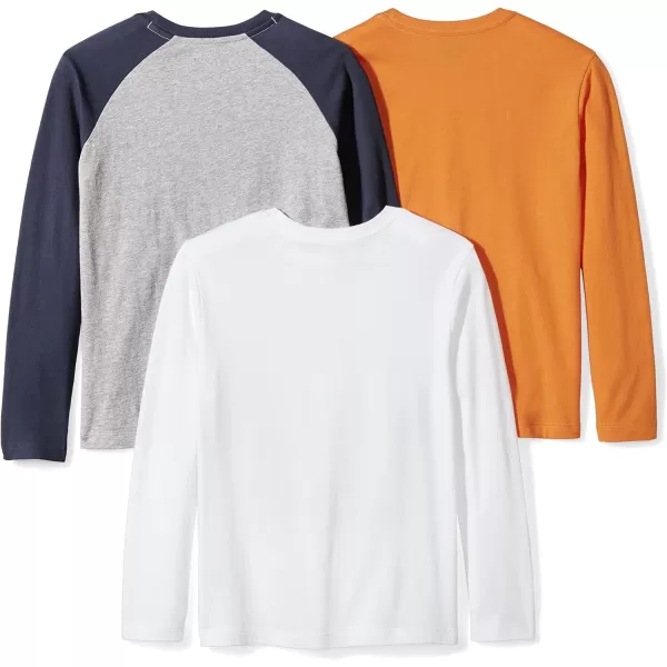 Amazon Essentials Boys LongSleeve TShirts Previously Spotted Zebra Multipacks3 Grey HeatherOrangeWhite Explorer