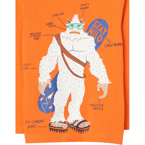 Amazon Essentials Boys LongSleeve TShirts Previously Spotted Zebra Multipacks3 Navy Snowboard StyleOrange SnowmanWhite