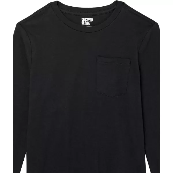 Amazon Essentials Boys LongSleeve TShirts Previously Spotted Zebra Multipacks4 BlackBlueCool CatStripe