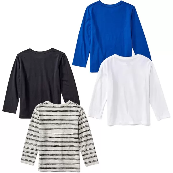 Amazon Essentials Boys LongSleeve TShirts Previously Spotted Zebra Multipacks4 BlackBlueCool CatStripe