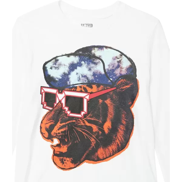 Amazon Essentials Boys LongSleeve TShirts Previously Spotted Zebra Multipacks4 BlackBlueCool CatStripe