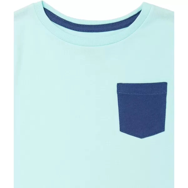 Amazon Essentials Boys LongSleeve TShirts Previously Spotted Zebra Multipacks5 Light BlueNavyWhite