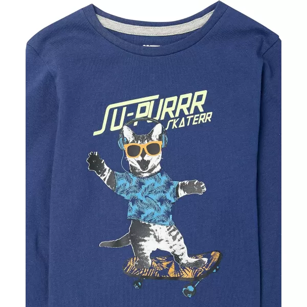Amazon Essentials Boys LongSleeve TShirts Previously Spotted Zebra Multipacks5 Light BlueNavyWhite