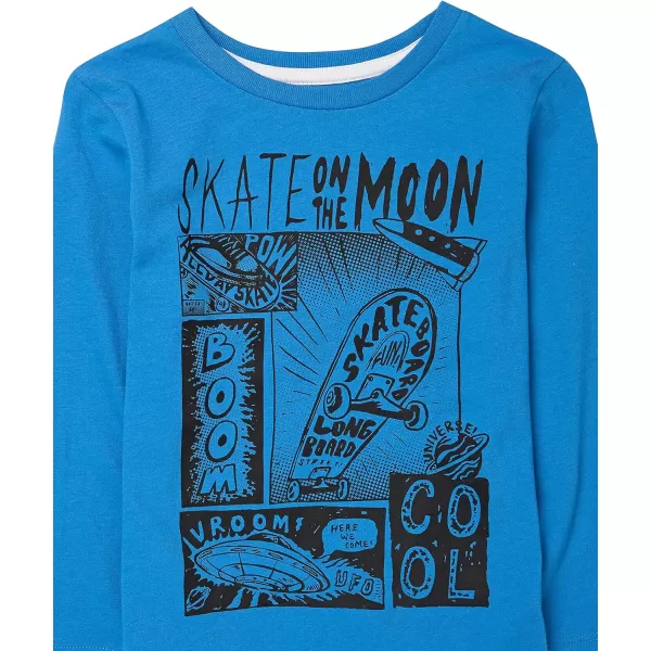 Amazon Essentials Boys LongSleeve TShirts Previously Spotted Zebra Multipacks5 MulticolorDinosaurTie DyeSkate