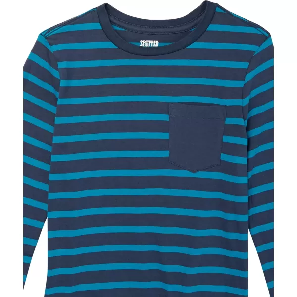 Amazon Essentials Boys LongSleeve TShirts Previously Spotted Zebra Multipacks5 MulticolorMonstersStripe