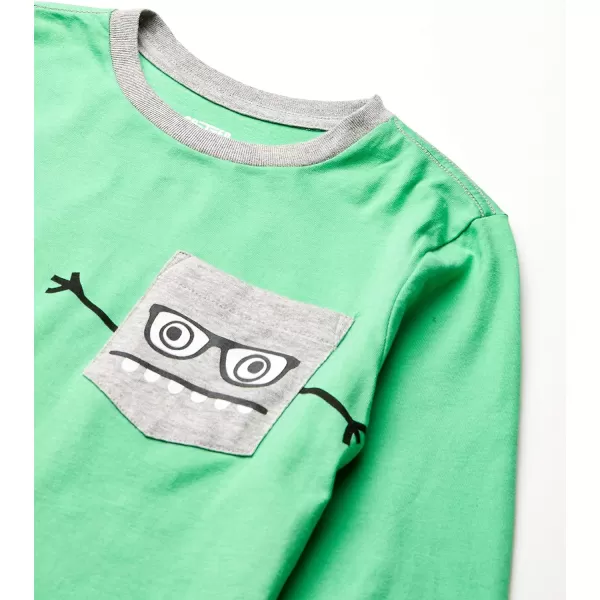 Amazon Essentials Boys LongSleeve TShirts Previously Spotted Zebra Multipacks5 MulticolorMonstersStripe