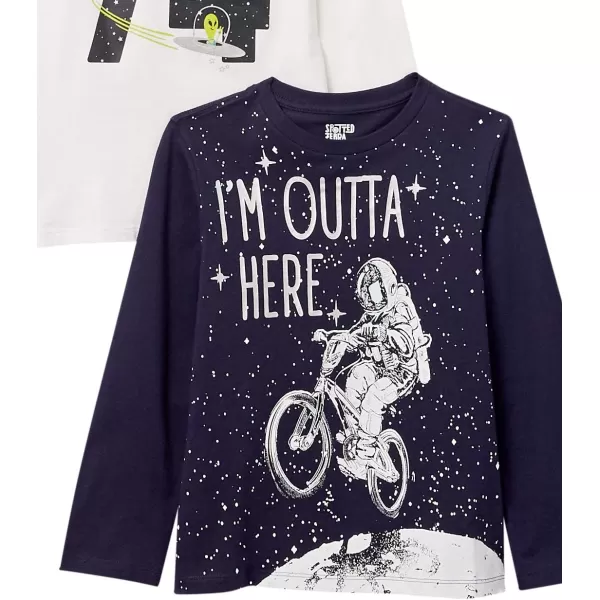 Amazon Essentials Boys LongSleeve TShirts Previously Spotted Zebra Multipacks5 PurpleGreyWhite