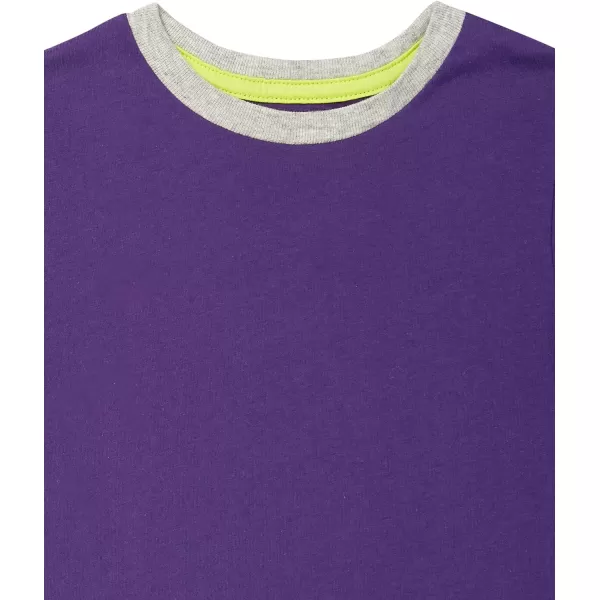 Amazon Essentials Boys LongSleeve TShirts Previously Spotted Zebra Multipacks5 PurpleGreyWhite