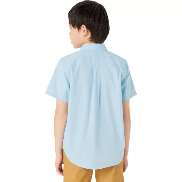 Amazon Essentials Boys Uniform ShortSleeve Woven Stretch Poplin ButtonDown Shirts Pack of 3Blue