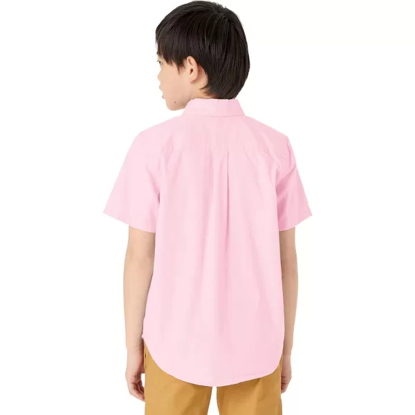 Amazon Essentials Boys Uniform ShortSleeve Woven Stretch Poplin ButtonDown Shirts Pack of 3Pink