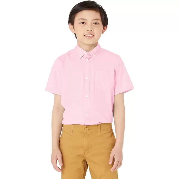 Amazon Essentials Boys Uniform ShortSleeve Woven Stretch Poplin ButtonDown Shirts Pack of 3Pink