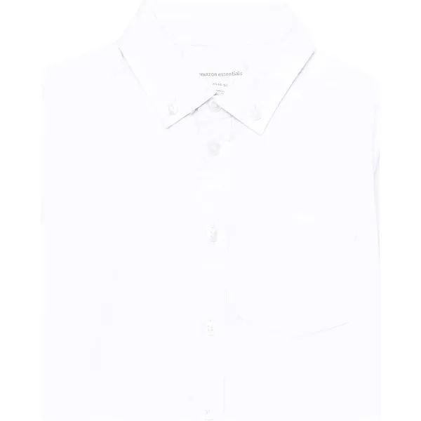 Amazon Essentials Boys Uniform ShortSleeve Woven Stretch Poplin ButtonDown Shirts Pack of 3White