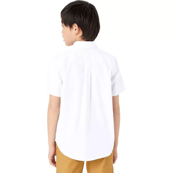 Amazon Essentials Boys Uniform ShortSleeve Woven Stretch Poplin ButtonDown Shirts Pack of 3White